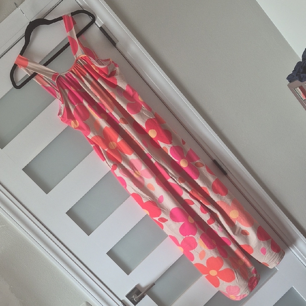Floral Pink and Orange Kids Dress